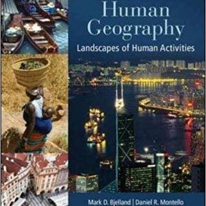 Human Geography textbook cover with cityscape and human activity images.