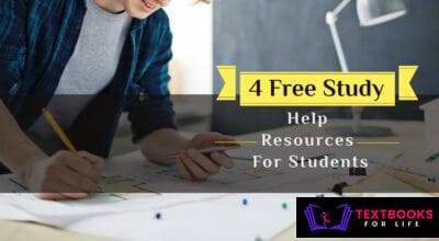 A student studying with textbooks and notes, promoting free study help resources for students.