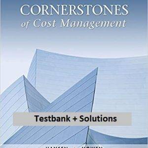 Cost management textbook cover with "Testbank + Solutions" for cost control and financial planning.